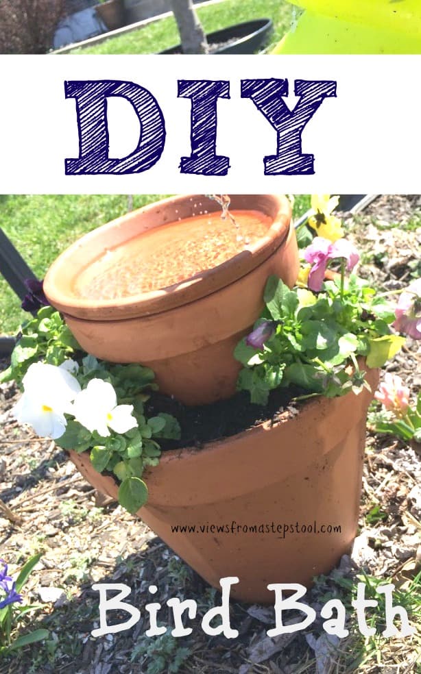 Find out how to use two clay pots to create this fun and simple bird bath!