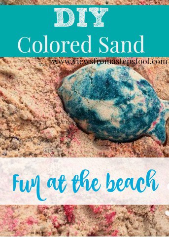 Grab your food coloring and head to the beach. We are SO doing this next time we go!