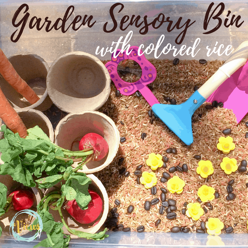 garden sensory bin square