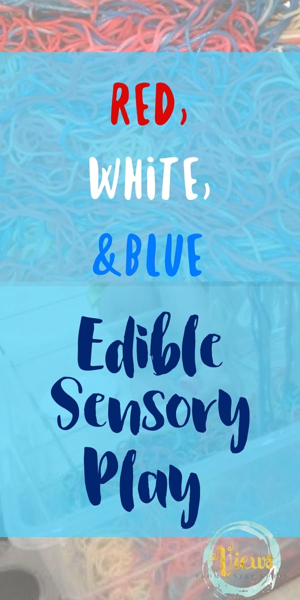 This patriotic sensory play is edible, making it the perfect way for kids of all ages to celebrate holidays. Red, white and blue play is perfect for this.