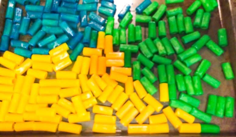 Back to School Sensory Bin with Colored Pasta