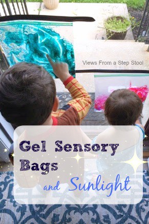 These gel sensory bags are perfect for learning and play with young kids! Adding sunlight to the experience is so fun! 
