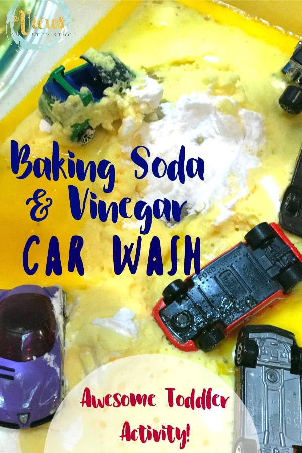 This simple science experiment combines baking soda and vinegar with pretend play, perfect for toddlers! An erupting kids car wash engages all the senses.