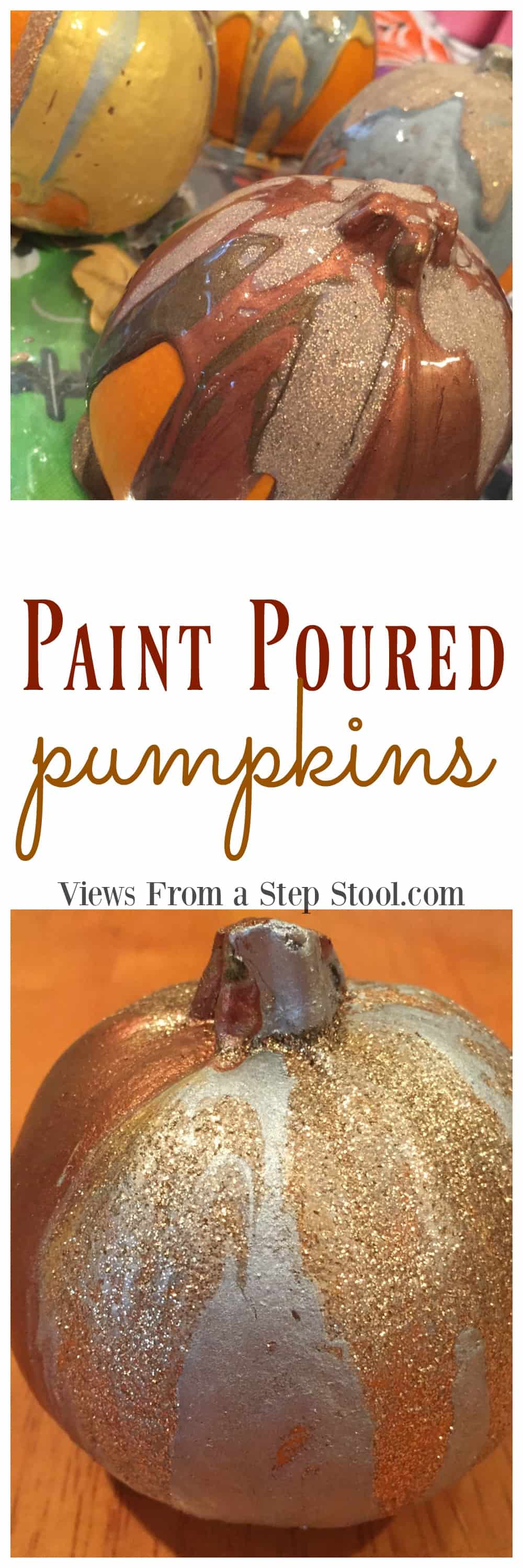 Metallic Paint Poured Pumpkins: Simple, DIY Fall Decor