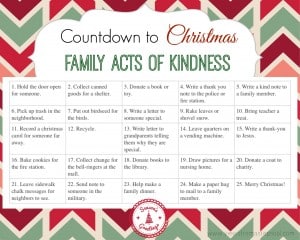 FREE PRINTABLE acts of kindness calendar. Counting down to Christmas, perfect to use with an Advent Calendar.
