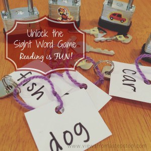 This simple sight word game uses locks and keys to practice reading and learning new words through play. Fine motor skills and process of elimination too!