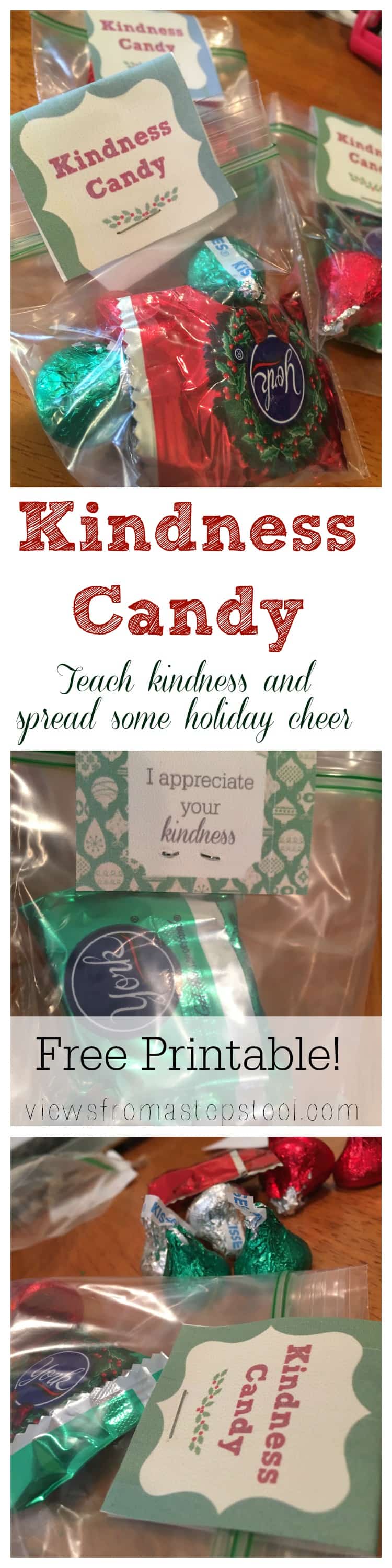 Create some kindness candy bags with this free printable and spread a little holiday cheer! Teach kindness.