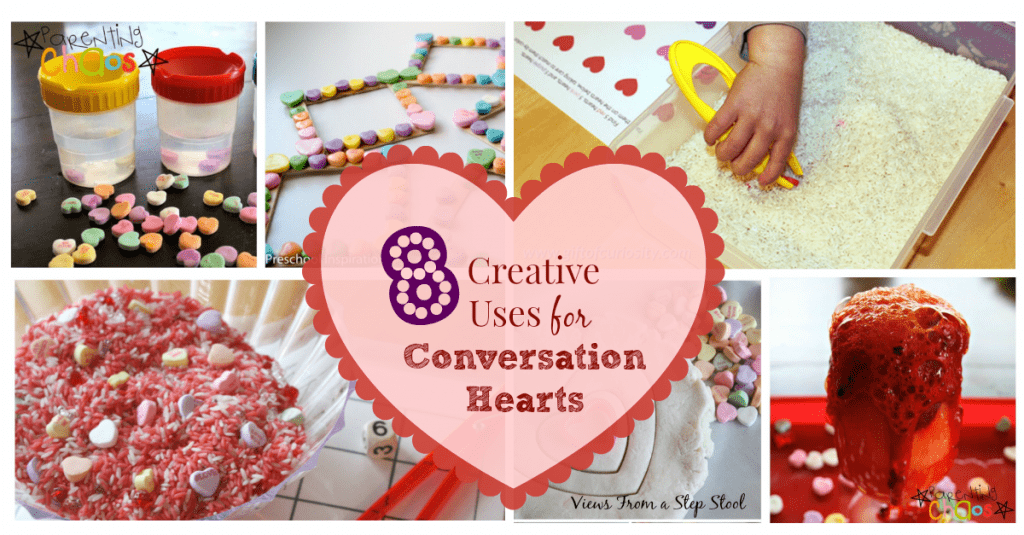 These conversation heart activities are perfect for a party, or for keeping the kids busy and learning at home!