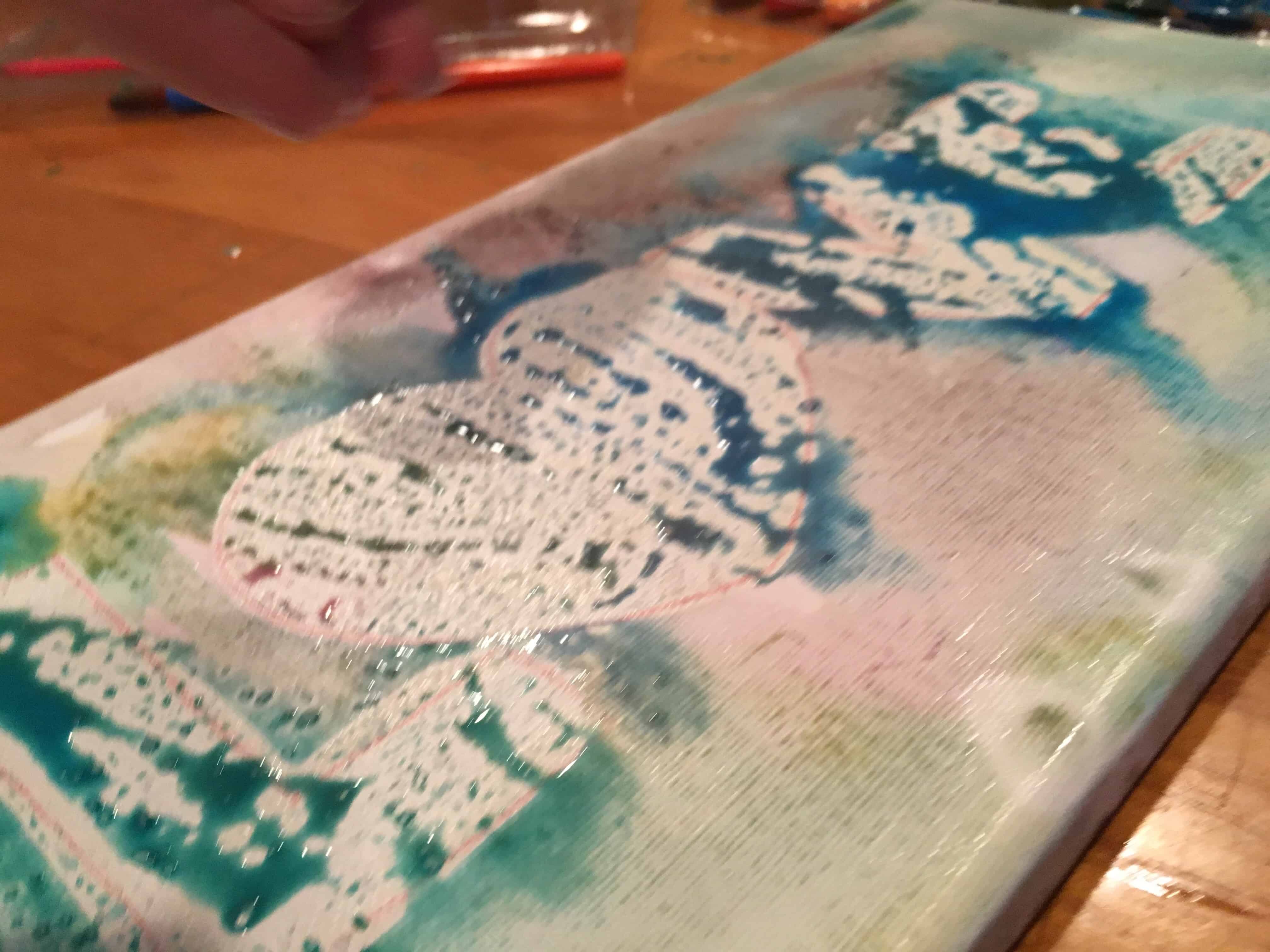 Use rubber cement to make a resist art design on a canvas. Paint with watercolors and sprinkle coarse salt on it when wet to create this BEAUTIFUL artwork