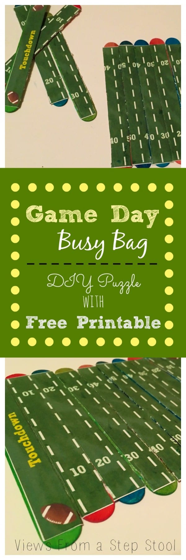 Game Day Busy Bag DIY Football Field Puzzle with FREE Printable