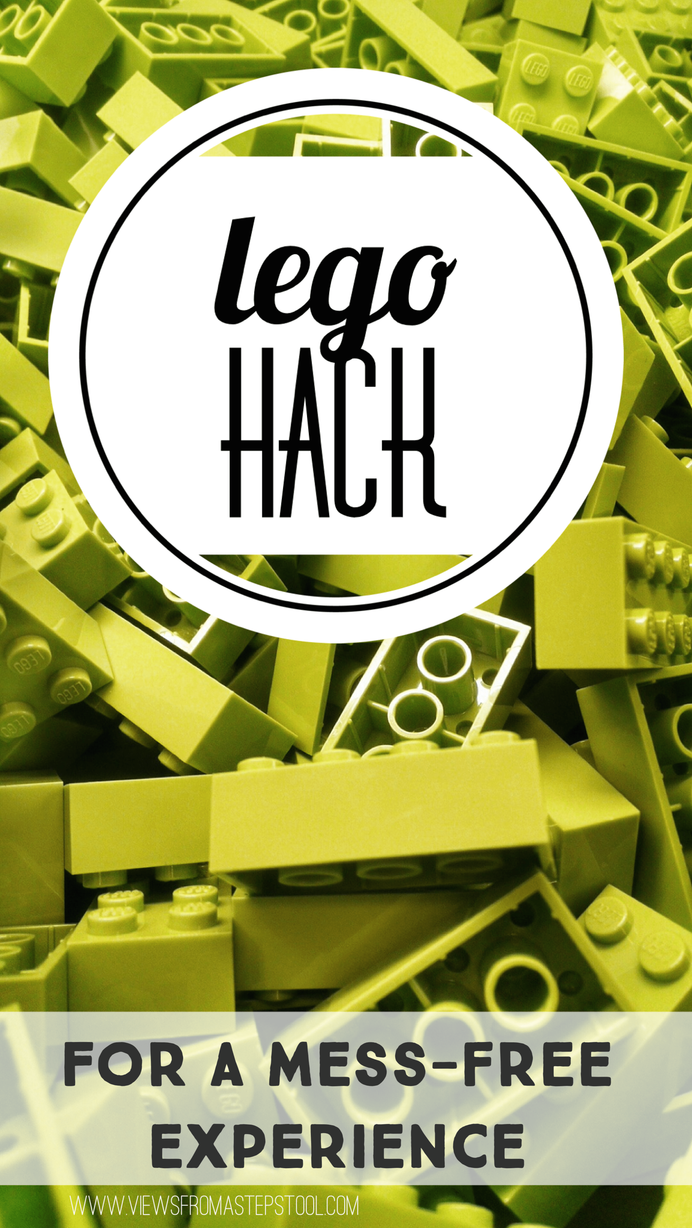 This lego hack will keep the mess contained while building, AND will double as storage for all of those pieces... my two BIGGEST issues with Legos!