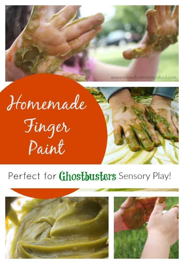 Make this homemade finger paint and use it as some fun ghostbusters themed art! The perfect combination of sensory and art, this paint is east to make at home and gentle on the skin! 