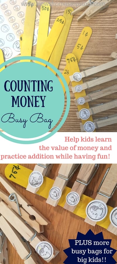 This counting money busy bag is perfect for big kids who want to learn how to add money and the value of coins!
