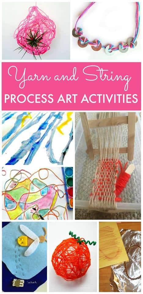 What fun ways to use yarn! My kids would love to do any of these! Check back monthly for more fun process art.