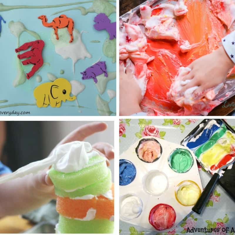 Shaving cream is such a fun medium for kids! From science, sensory and even art, these shaving cream simple setups will provide tons of play-based learning!