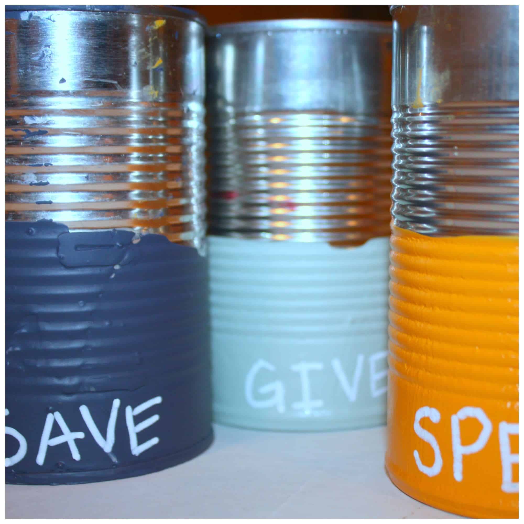 These spend, save, give jars are a great way to teach kids responsibility with money, and to give back. This simple DIY is made out of recycled materials!