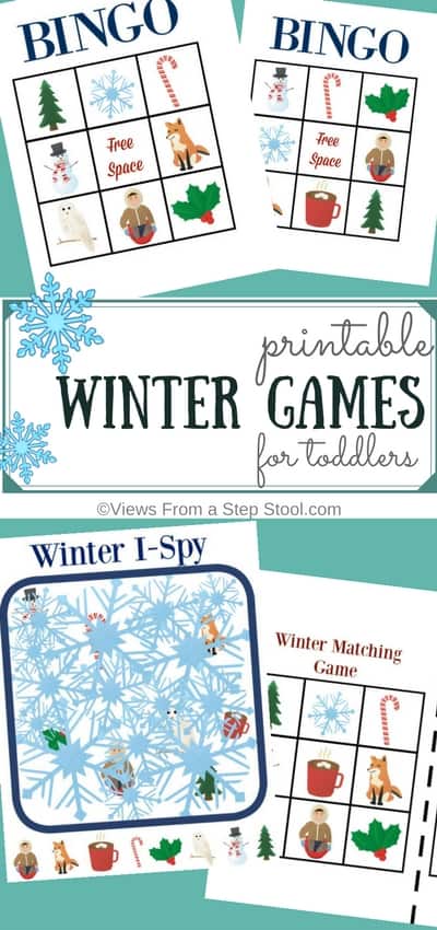 These printable Winter games for toddlers will keep your little ones busy (and learning) all while having fun! Includes I-Spy, Matching and Bingo!
