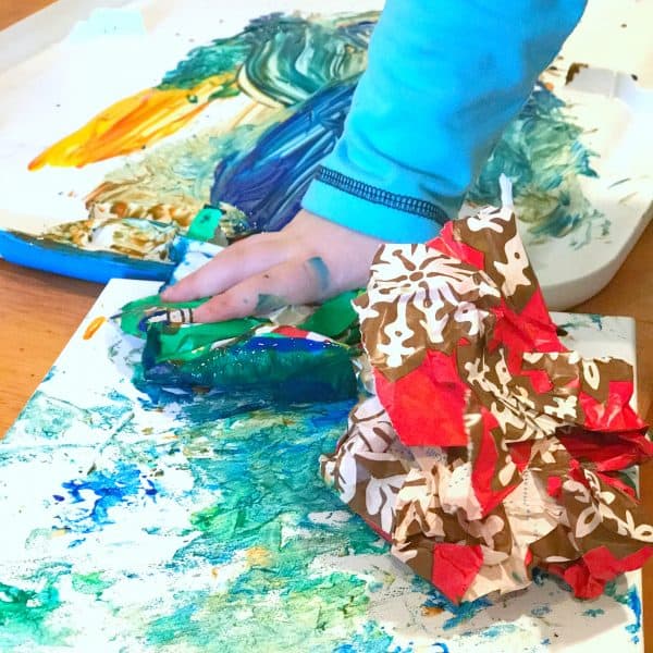 Paint Using Leftover Wrapping Paper Views From a Step Stool