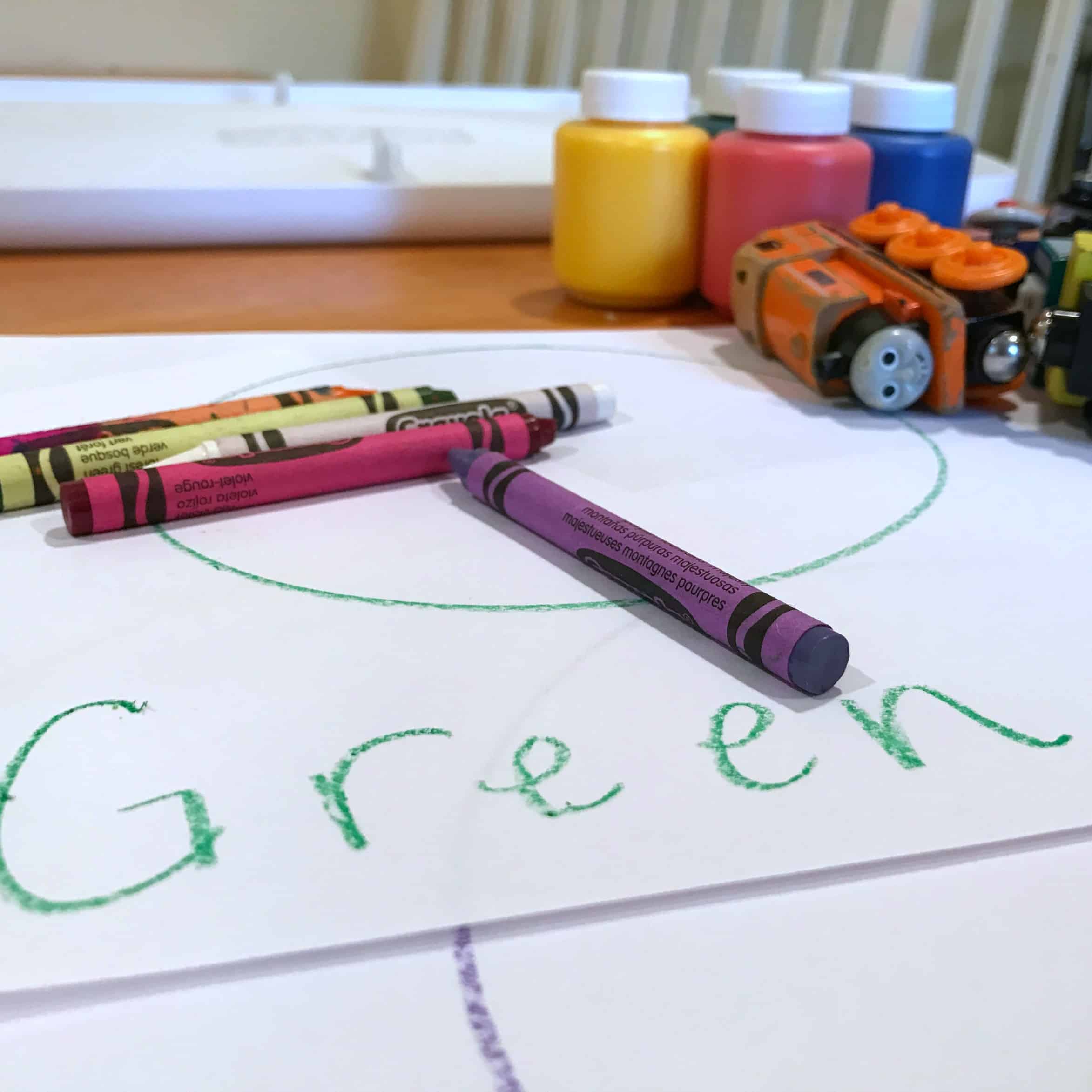 Painting with trains is a really great way to create a hands-on experience while learning colors! This fun method combines art with learning for toddlers.
