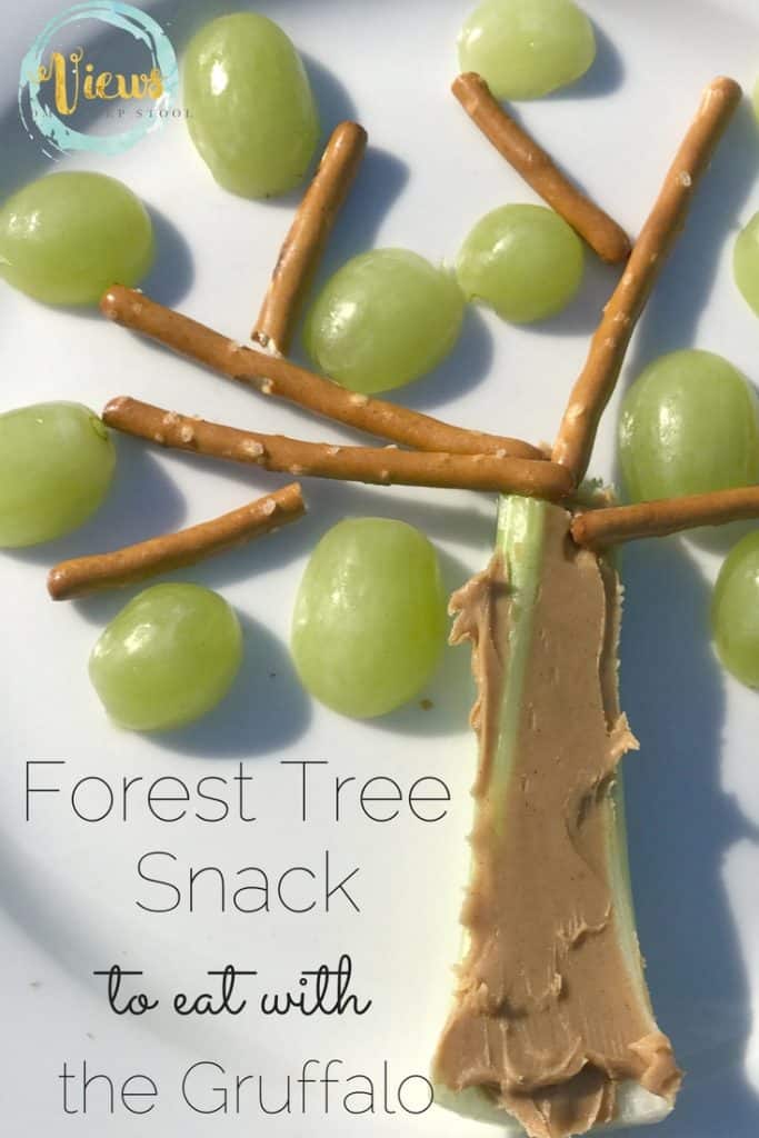 This healthy forest tree snack is perfect for kids to make after reading the book, The Gruffalo. They can make their own interpretation of the snack!