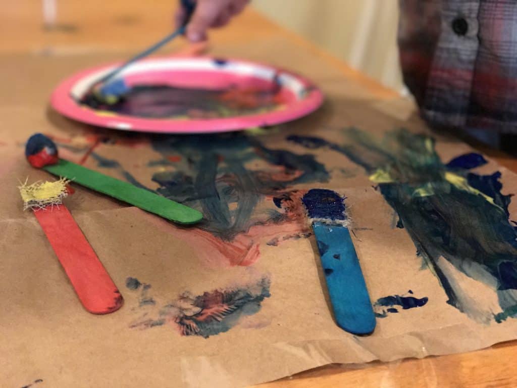  Through this hands-on painting for kids project, children can experience cause and effect while learning about color mixing and textures! 