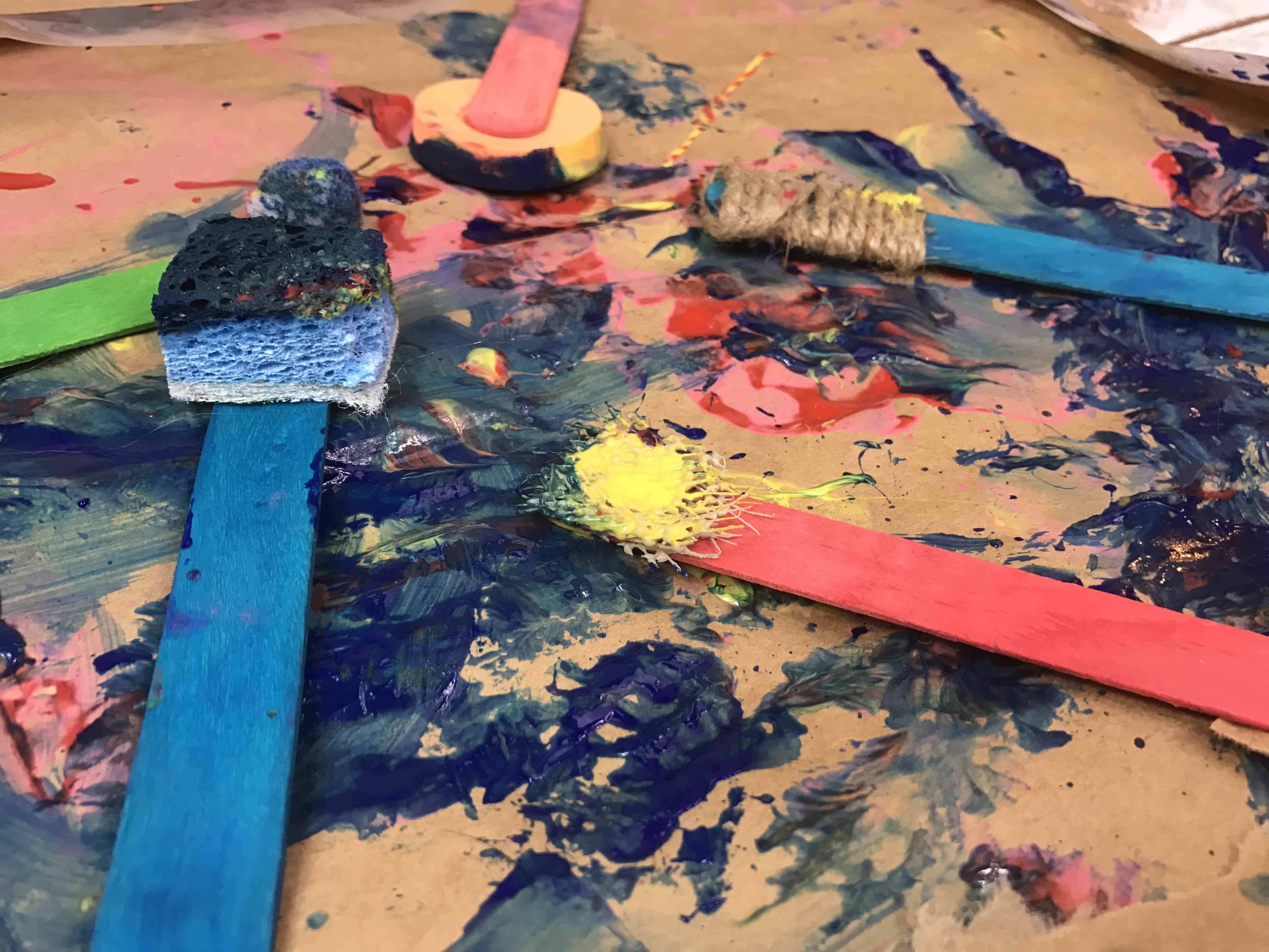  Through this hands-on painting for kids project, children can experience cause and effect while learning about color mixing and textures! 