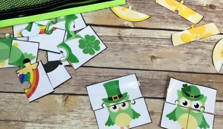 Owl Puzzle Cards for a St. Patrick’s Day Busy Bag