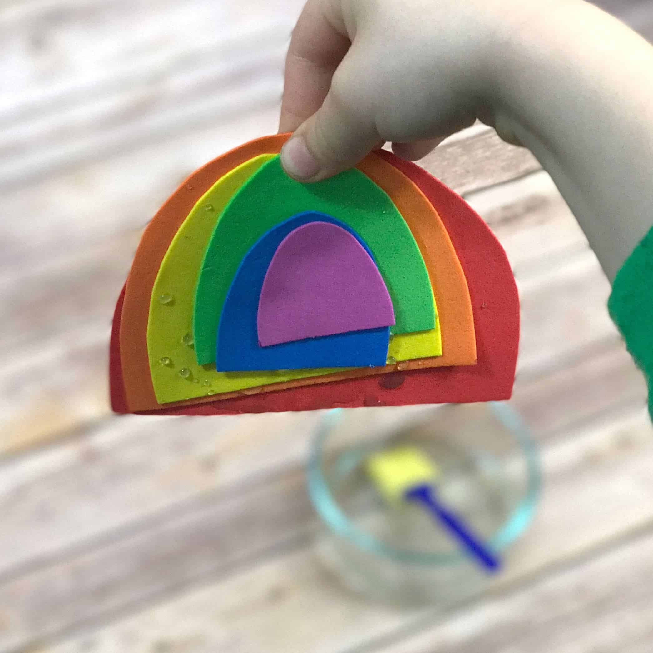 These rainbow busy bags are all made from craft foam bought in bulk at the Dollar Tree! Great for keeping kids entertained and practicing fine motor skills!