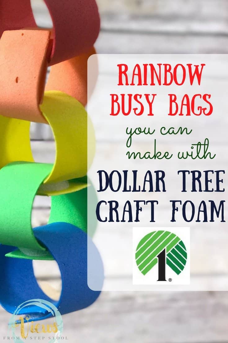 3 Rainbow Busy Bags Made from Dollar Tree Foam Sheets