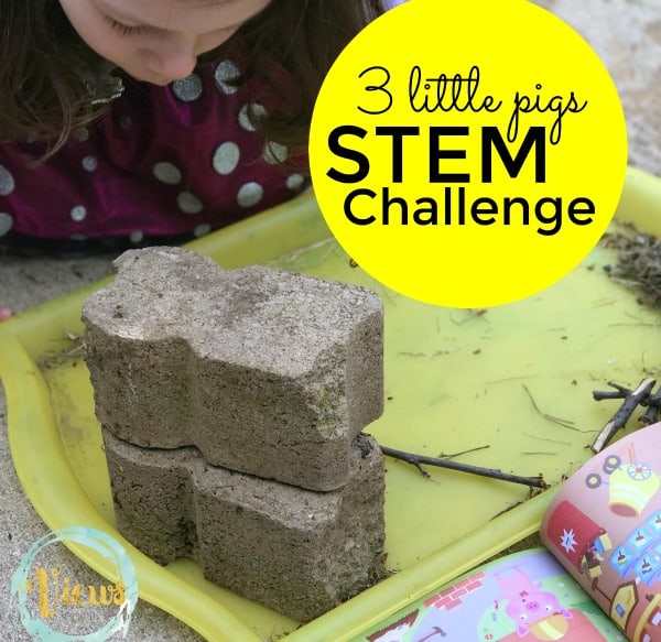 Do a 3 Little Pigs STEM challenge! Build houses out of straw, sticks and stone, then huff and puff and blow them down!