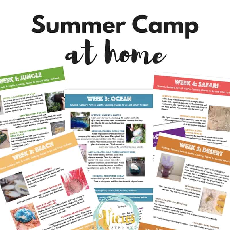 Download your guide to a 6 week summer camp at home program! With themes like space, beach, safari and more, you will find plenty your kids busy & learning!