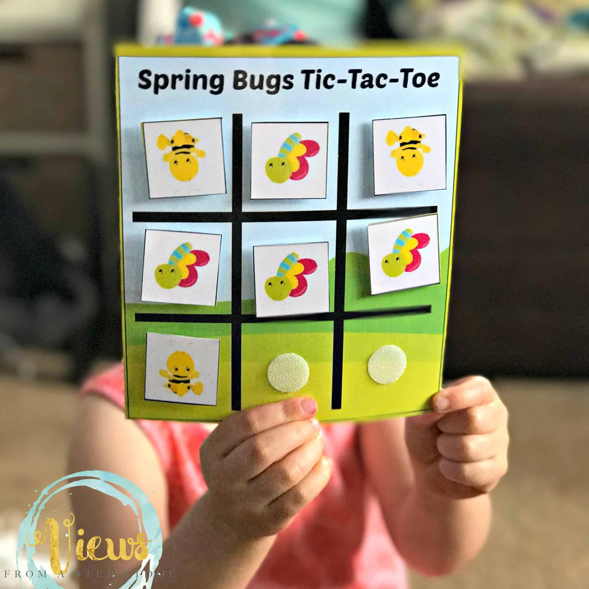 This Spring bug Tic Tac Toe printable game is the perfect DIY game for toddlers and preschoolers! Print it off, laminate it (my preference) and play! 