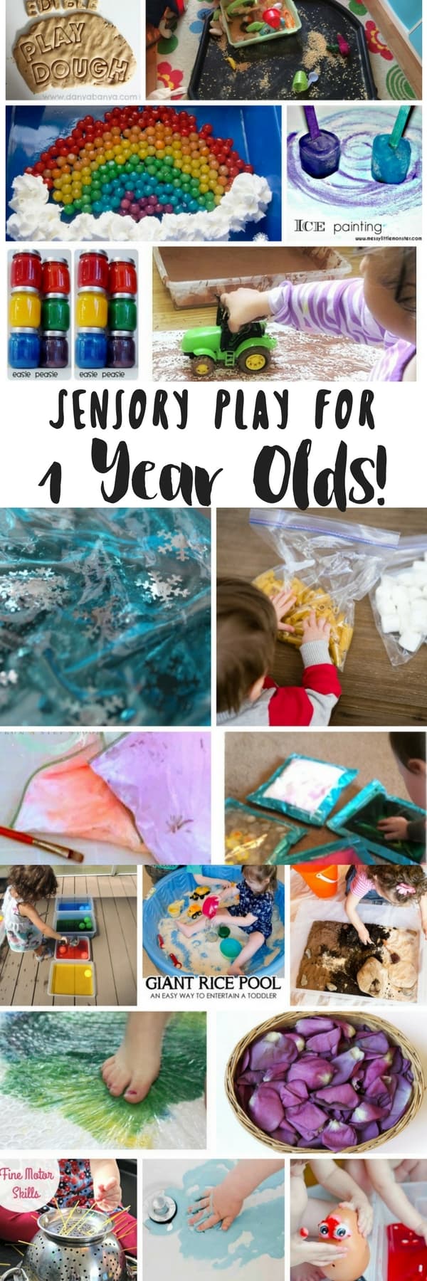 Tons of sensory activities for 1 year olds including sensory bags, sensory bottles, sensory bins, edible sensory play and more! 