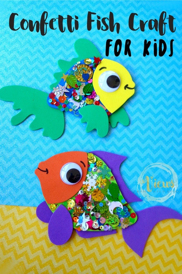 This confetti fish craft for kids is so cute. Perfect for an ocean theme or simply for pretend play. Includes modifications for varying ages.