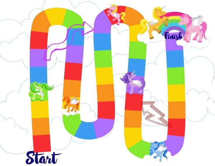 Free Rainbow Unicorn Printable Board Game for Preschoolers