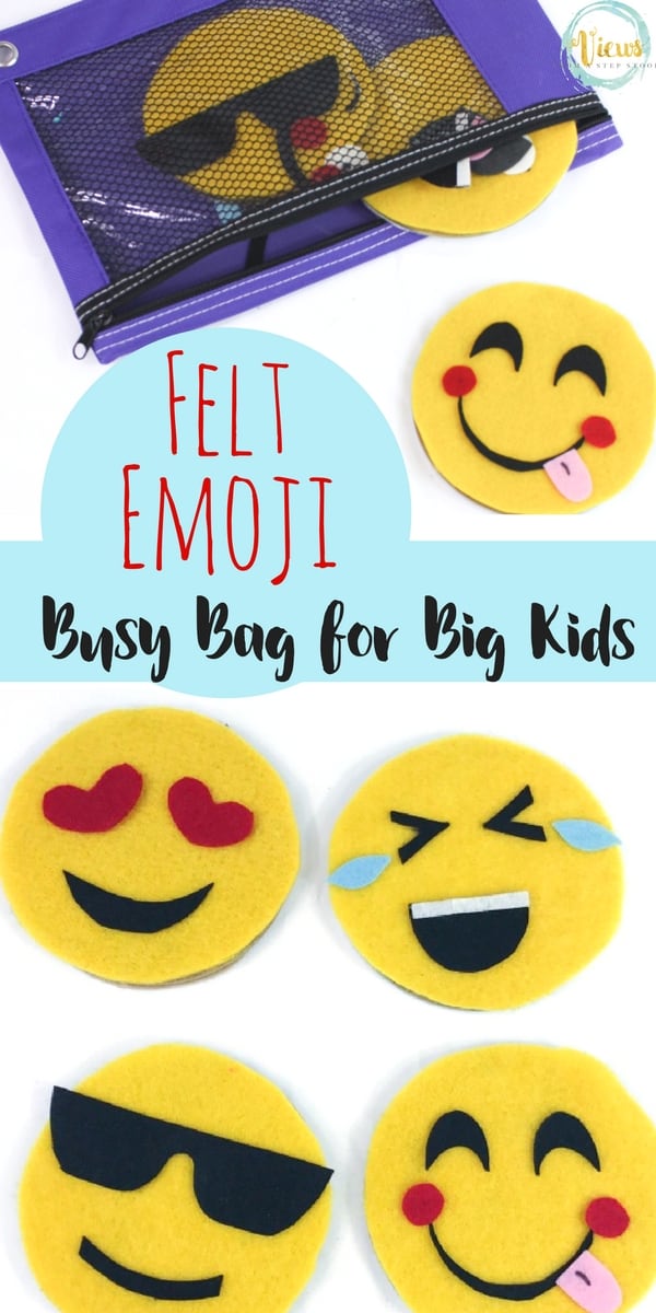 A felt emoji busy bag where both toddlers and big kids can create their own emojis over and over again!