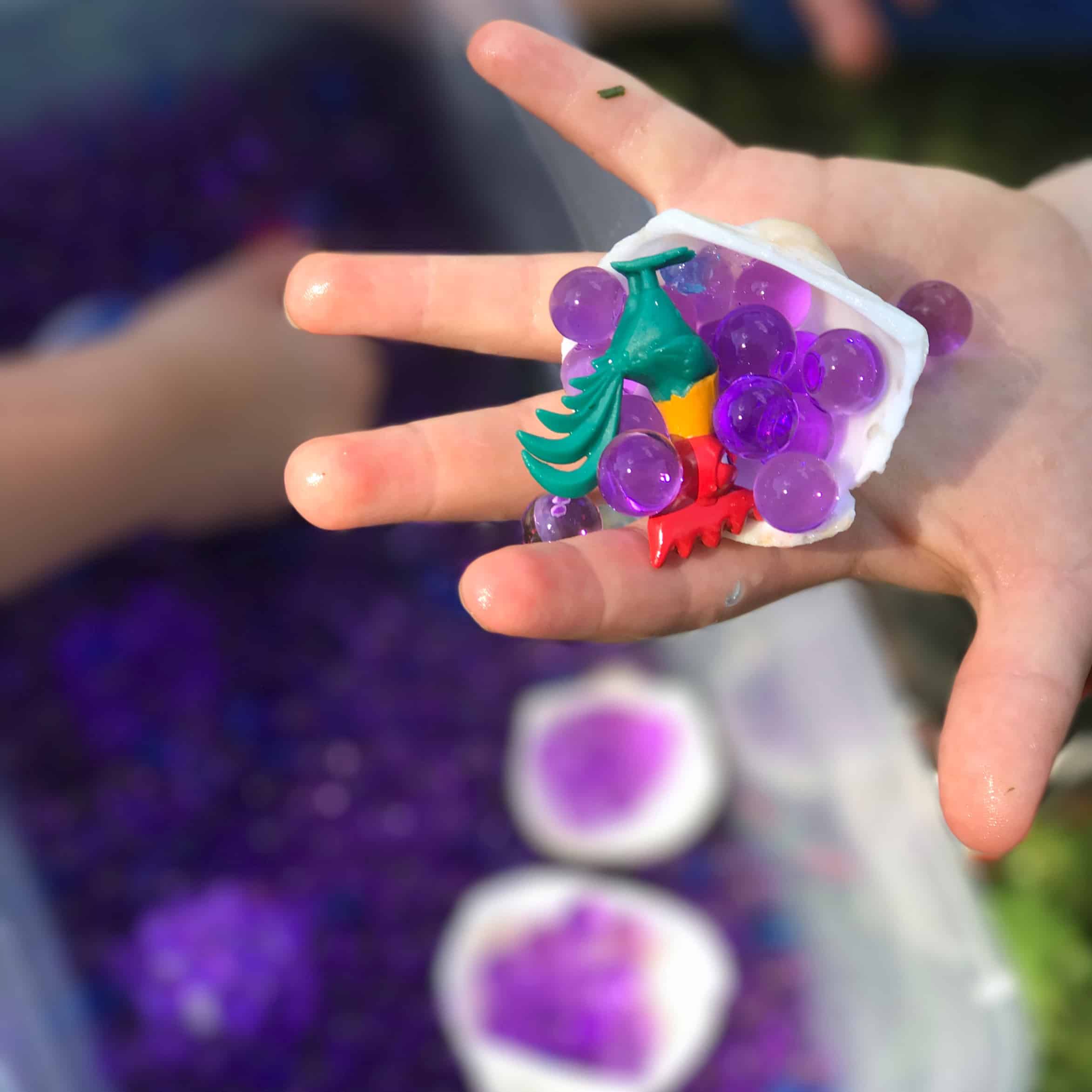 This water bead sensory play is a fun way to use our Moana toys for some pretend play. Water beads are inexpensive to purchase and tons of fun for kids to play with!