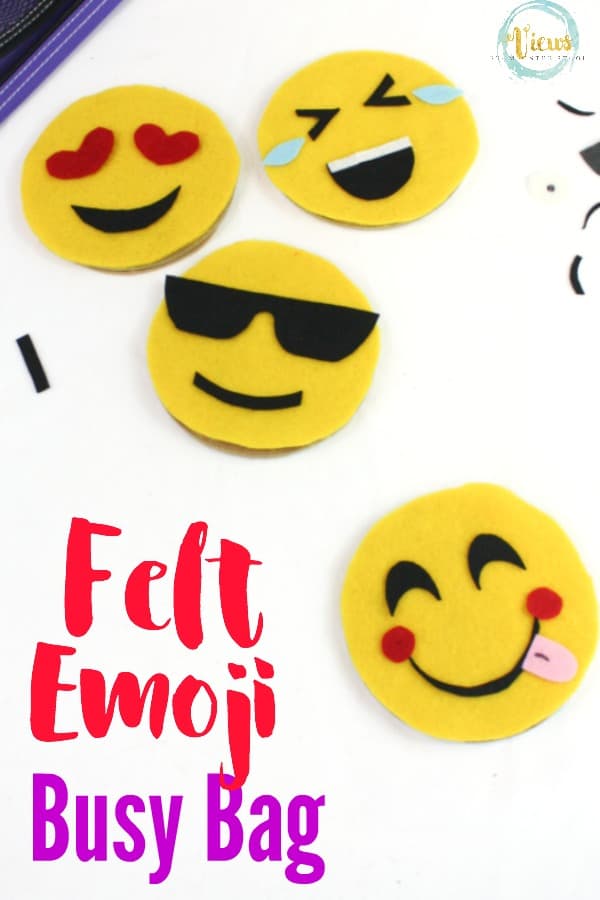 A felt emoji busy bag where both toddlers and big kids can create their own emojis over and over again!