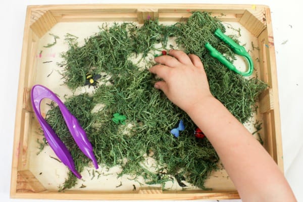 This bug activity for preschoolers is perfect for fine motor skills. Little learners will enjoy hunting for and finding bugs, and perfecting their skills!