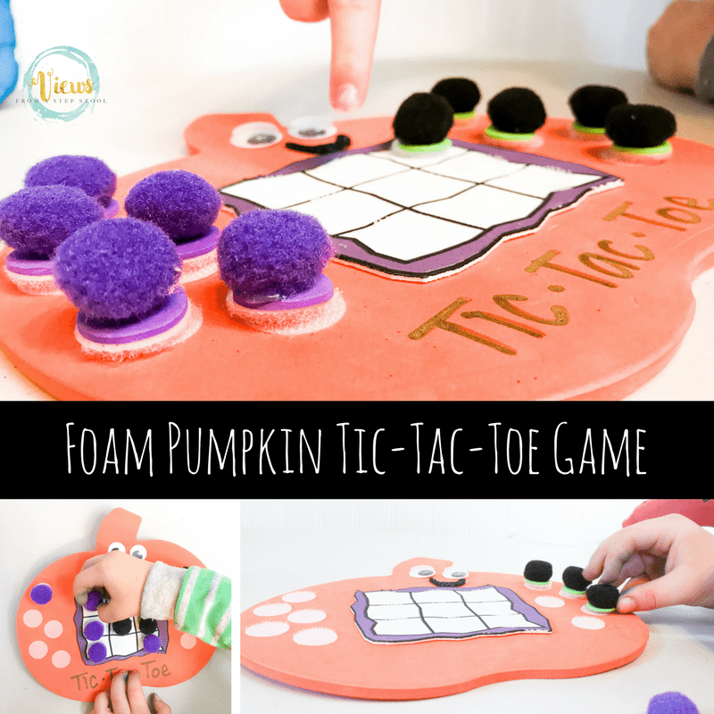 This foam pumpkin tic-tac-toe game is simple to make, and excellent for taking on the go. What a fun DIY game for kids that doubles as a busy bag!
