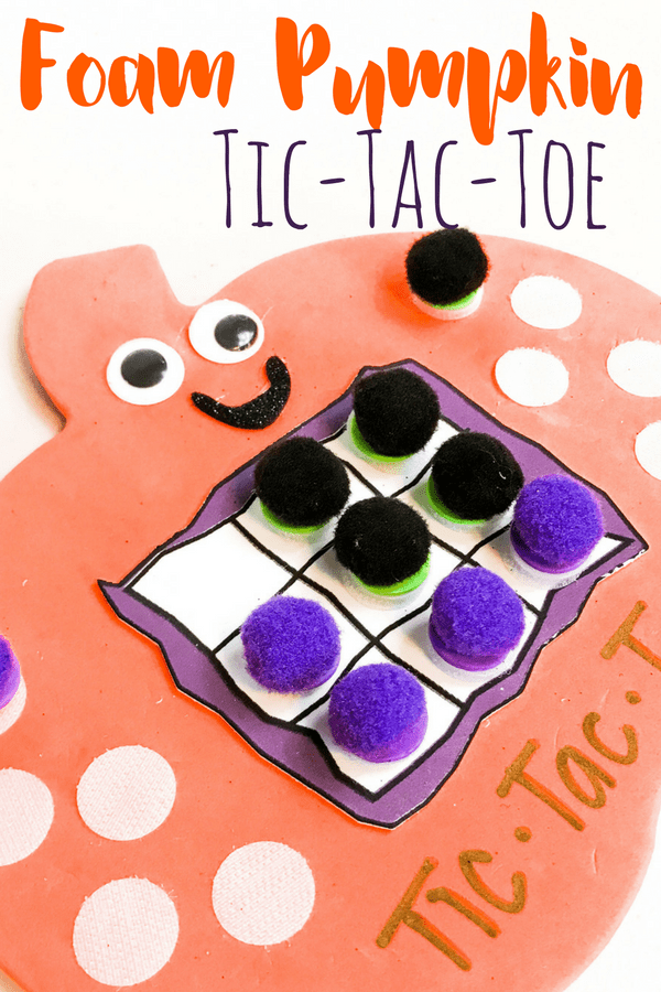 This foam pumpkin tic-tac-toe game is simple to make, and excellent for taking on the go. What a fun DIY game for kids that doubles as a busy bag!