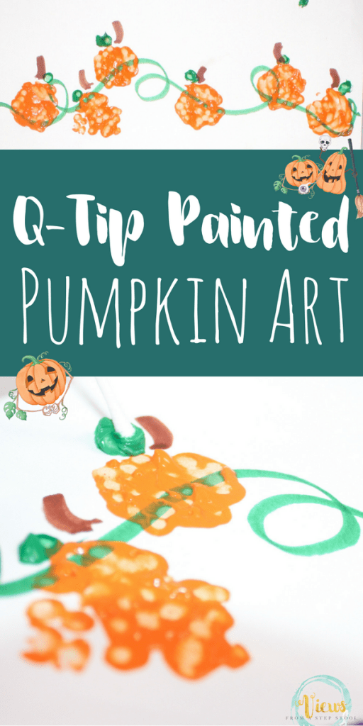 Paint with Q Tips! Perfect for toddlers and preschoolers, this Fall q tip painting creates an adorable little pumpkin patch! 