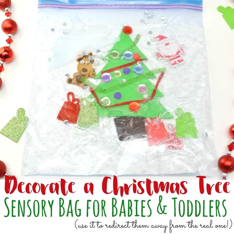  It can be difficult to find sensory activities for babies and toddlers! This Christmas tree sensory bag is the perfect solution for this age group.