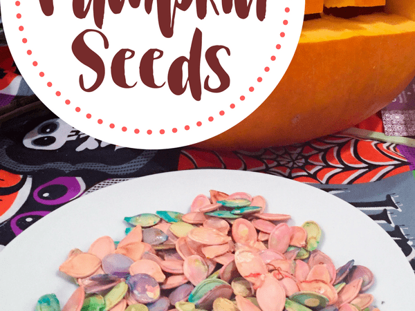 Colored Pumpkin Seeds: Fall Sensory Play and Art for Kids