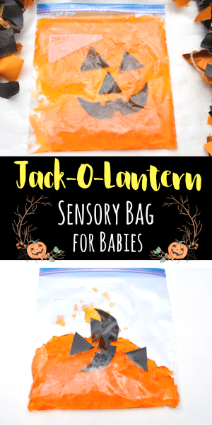 Jack-o-Lantern Halloween Sensory Bag for Babies - Views From a Step Stool