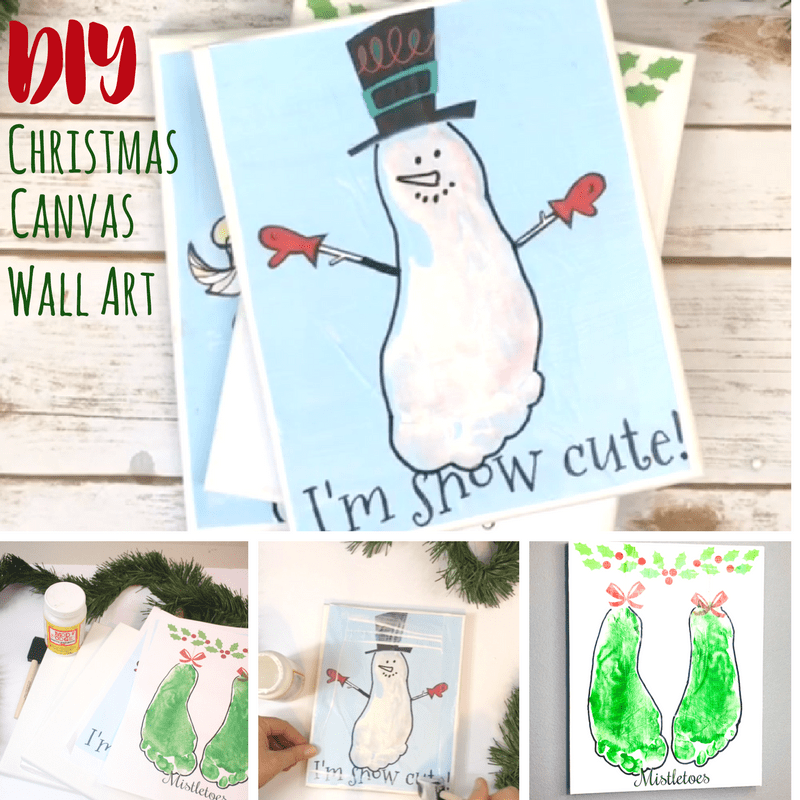 This Christmas canvas art is a DIY that kids can make with you, and enjoy! A sensory experience plus some crafting that can be used as gifts or keepsakes!