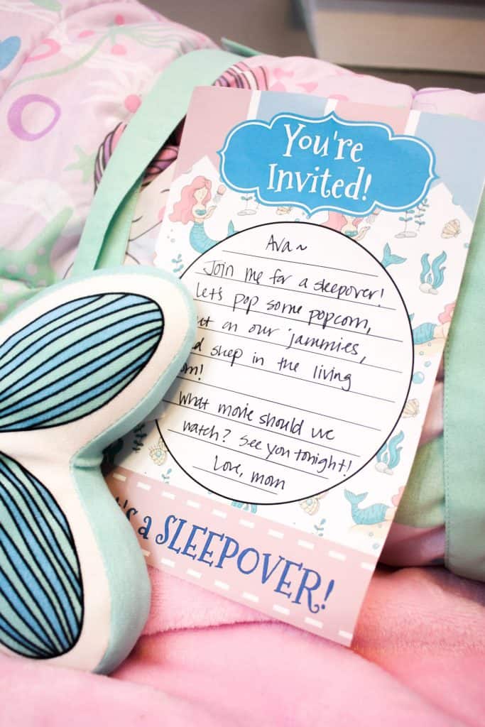 Give the gift of time and connection with a kids sleepover! These coordinating sleeping bag sets are great paired with printable sleepover invitations.