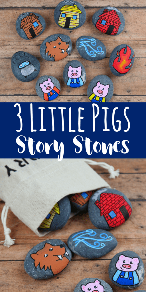 These 3 Little Pigs story stones are perfect for re-telling and reading comprehension. Using flat rocks and paint pens, these are simple to make! 