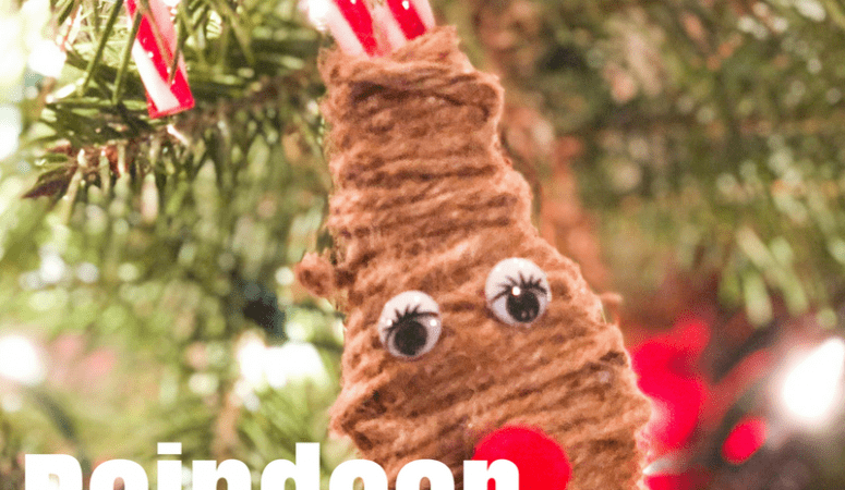 DIY Candy Cane Reindeer Christmas Ornament
