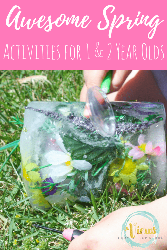 A large list of Spring activities for 1 year olds and toddlers. Including sensory activities, arts and crafts, and fine and gross motor fun. 